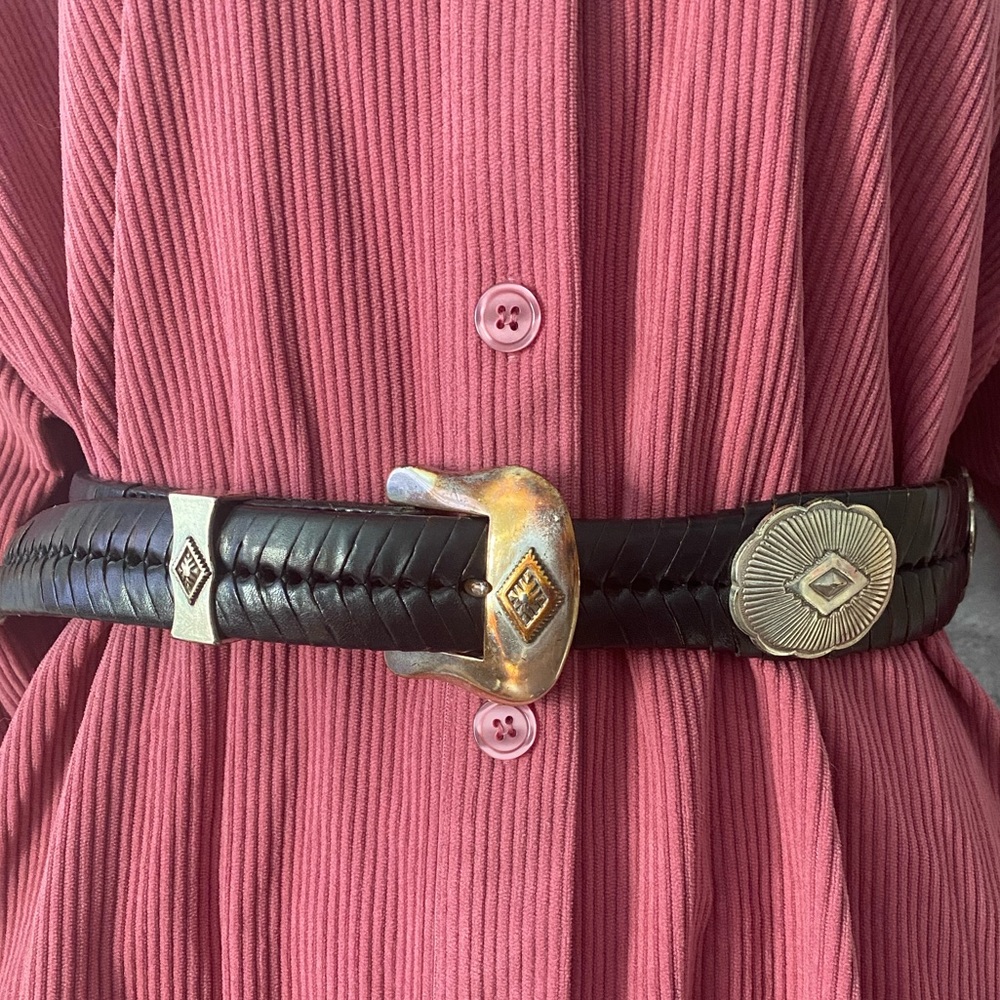 Black leather and silver belt